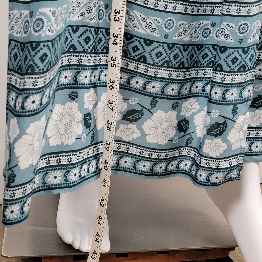 2 Piece Maxi Skirt Set Womens Blue Floral Hummingbird Excellent Boho - Large - Picture 7 of 12